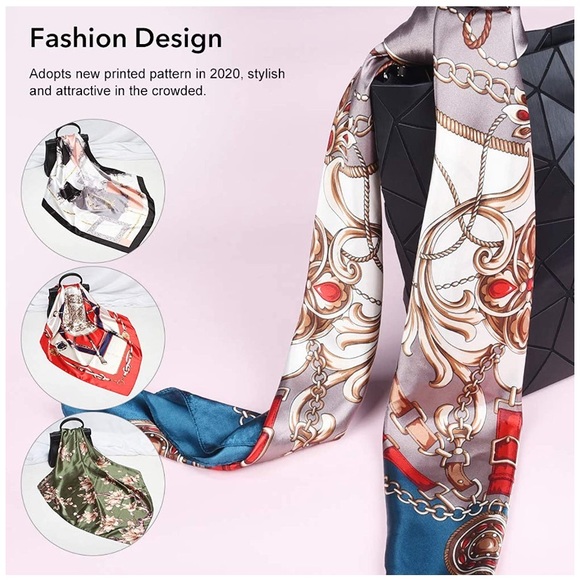 Satin Square Scarves Neck Hair Head Scarf 2 for 30 - Picture 5 of 8